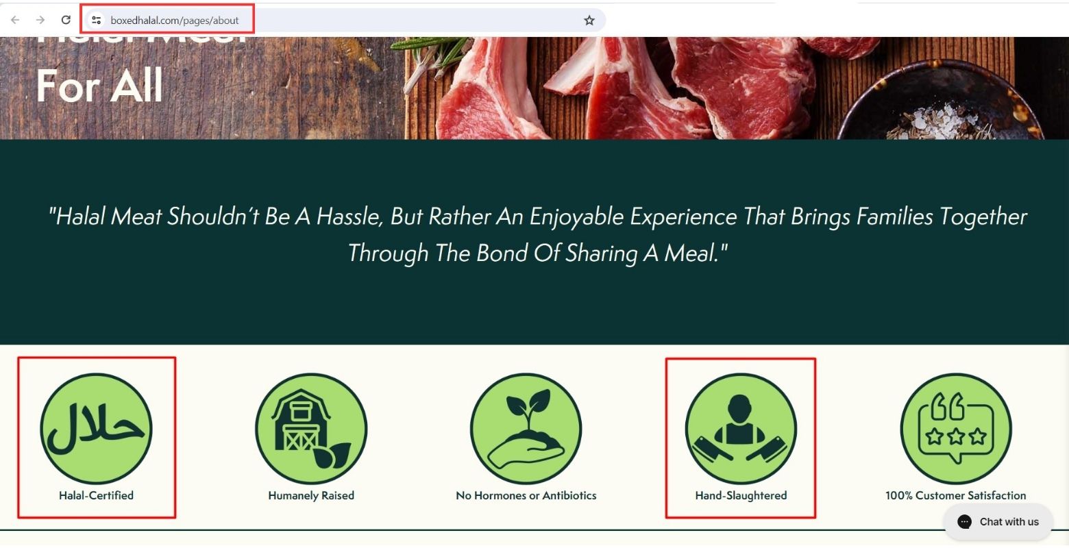 Halal Boxed Halal Certification And Hand Slaughtered Proof