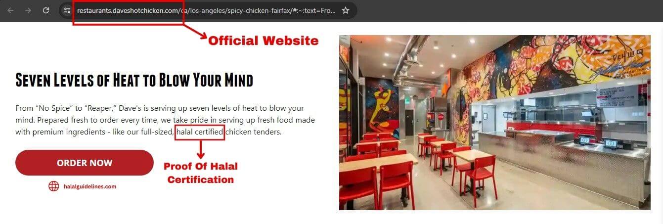 Dave's Hot Chicken Halal Certification Proof