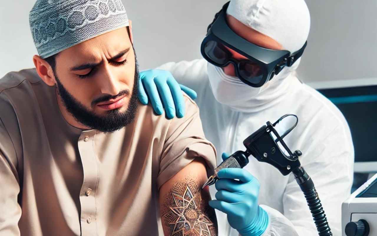Muslim removing his haram tattoo