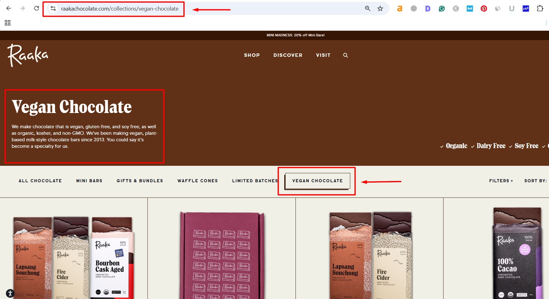 Raaka Chocolate vegan Option Brand in USA
